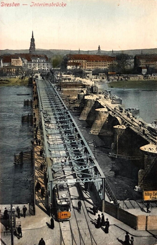 Augustusbrücke - Interimsbrücke mit Abbruch Dresden Augustusbrücke - Interimsbrücke mit Abbruch Dresden
